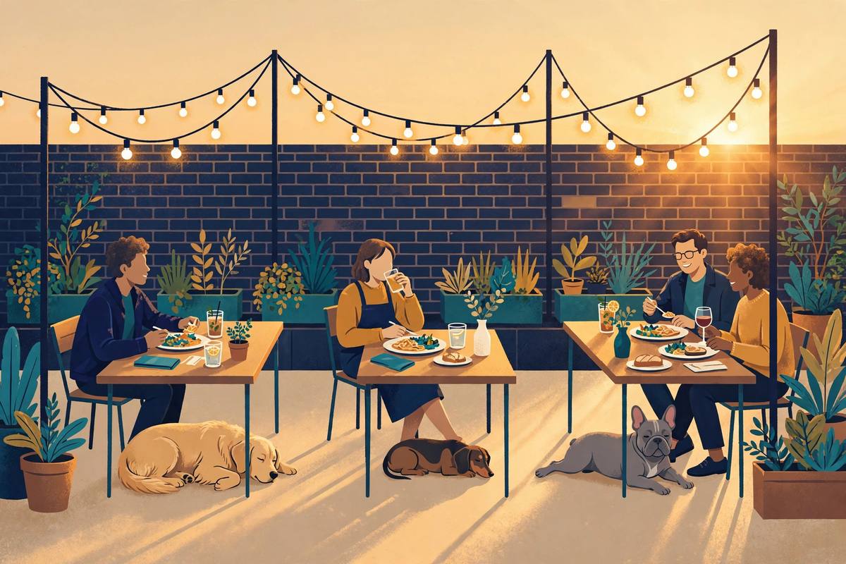 Dogs enjoying a restaurant patio in Northern Virginia